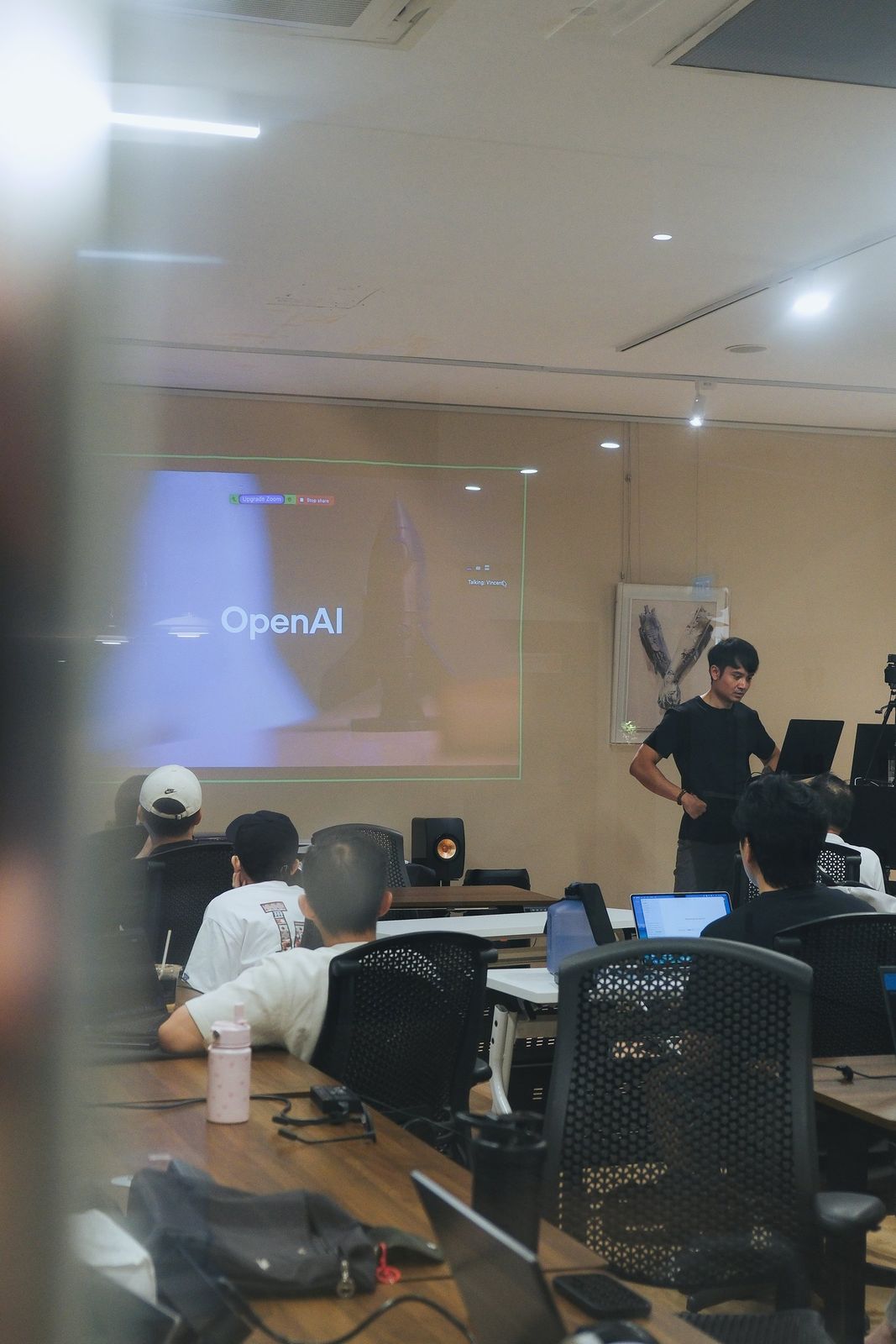 The class following a walkthrough on the projected screen
