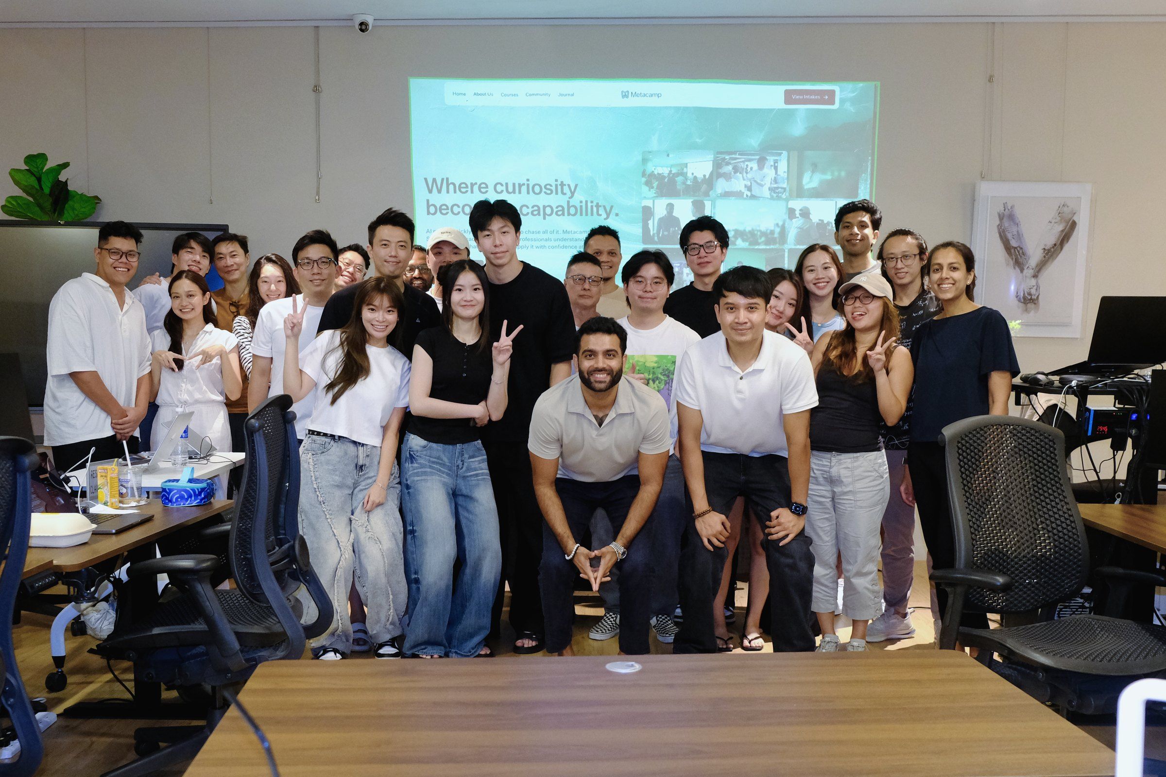 A Metacamp cohort together in the classroom