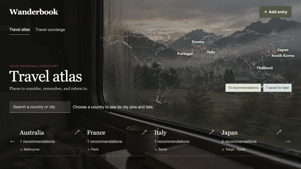 Wanderbook: Opening travel atlas